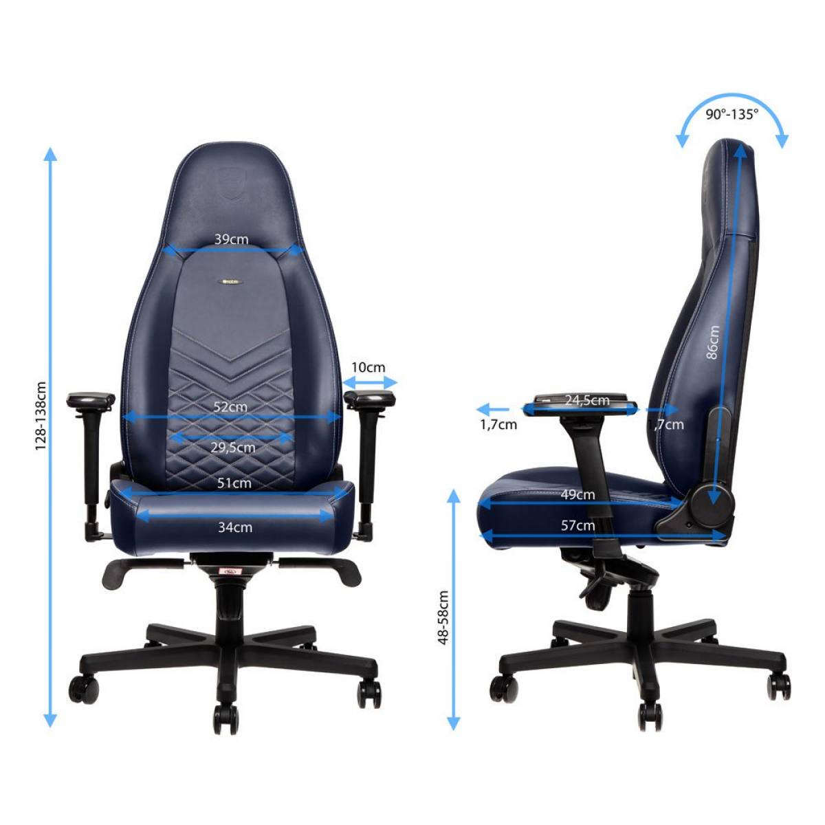 Ghế Noblechairs Icon Series Midnight Blue/Graphite (Real Leather)